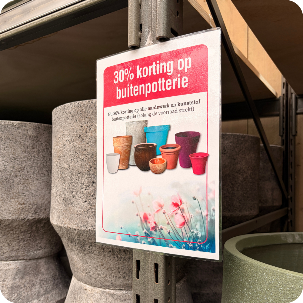 30% korting op buitenpotterie: kom naar tuincentrum Eurofleur!