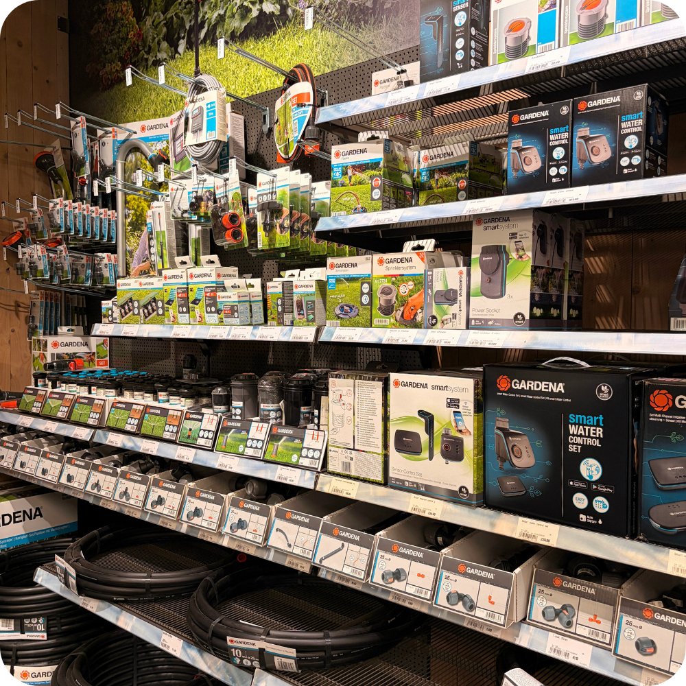 Van GARDENA irrigatiesystemen tot gieters en druppelsets. Ontdek het assortiment van tuincentrum Eurofleur.