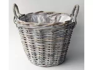 van der Leeden Aardappelmand white wash ant.grey D40xH30 cm