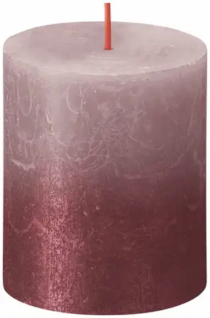 Bolsius Rustiek fading metallic stompkaars Ash Rose & Red - 8 x Ø6,8 cm