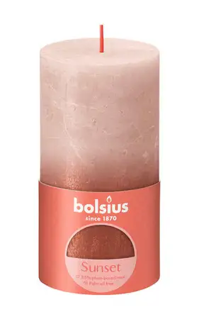 Bolsius Rustiek fading metallic stompkaars Misty Pink & Amber - 13 x Ø6,8 cm