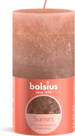 Bolsius Rustiek fading metallic stompkaars Sunset Creamy Caramel Copper - 13 x Ø6,8 cm