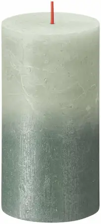 Bolsius Rustiek fading metallic stompkaars Sunset Foggy Green - 13 x Ø6,8 cm