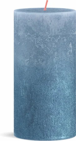 Bolsius Rustiek fading metallic stompkaars Sunset Sky Blue - 13 x Ø6,8 cm