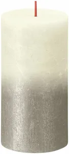 Bolsius Rustiek fading metallic stompkaars Sunset Soft Pearl - 13 x Ø6,8 cm