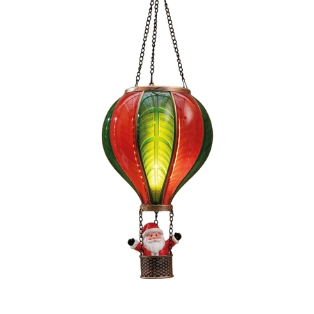Luchtballon met kerstman LED rood/groen - 20 x 35 cm