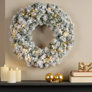 Everlands kerstkrans Imperial snowy LED - ⌀60cm - afbeelding 4