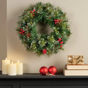 Everlands kerstkrans met bessen/dennenappels Ipswich frosted - ⌀50 cm - afbeelding 4