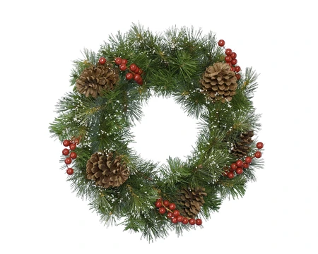 Everlands kerstkrans met bessen/dennenappels Ipswich frosted - ⌀50 cm - afbeelding 1