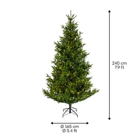 Everlands kunstkerstboom Nordmann fir micro LED 1200 lampjes - 240cm - afbeelding 6