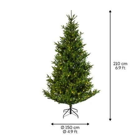 Everlands kunstkerstboom Nordmann fir micro LED 900 lampjes - 210cm - afbeelding 7