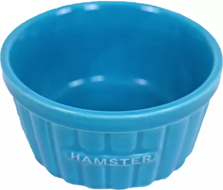 Hamster eetbak steen ribbel blauw - 8 cm