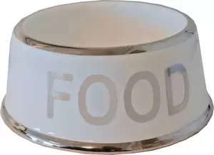 Hondeneetbak wit/zilver food 18cm