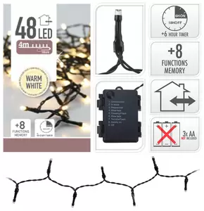 Kerstverlichting 48L warm wit + 8 functies - 4m
