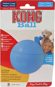 Kong puppy ball met gat medium/large blauw