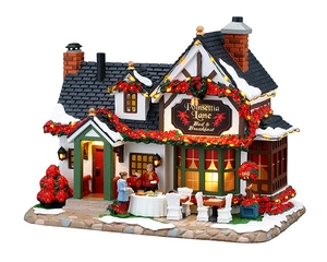 Lemax Poinsettia Lane Bed & Breakfast - battery operated