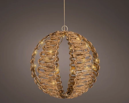 Lumineo LED ball wicker flashing soft gold - d28cm