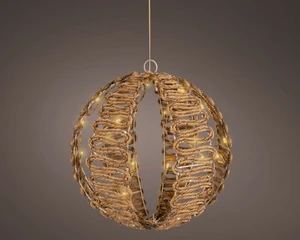 Lumineo LED ball wicker flashing soft gold - d28cm