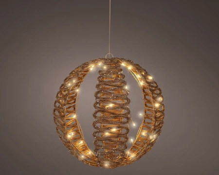 Lumineo LED ball wicker flashing soft gold - d38cm