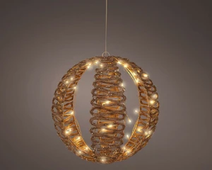 Lumineo LED ball wicker flashing soft gold - d38cm