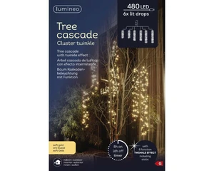 Lumineo LED cascade cluster twinkle soft gold - l200cm - afbeelding 2