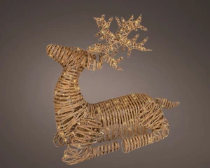 Lumineo LED rendier wicker flashing soft gold - h88cm