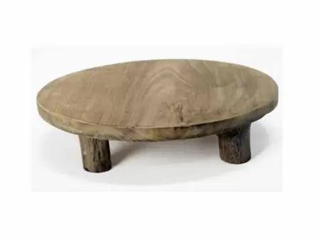 van der Leeden Plateau teak naturel met 4 poten - d25 x h7 cm