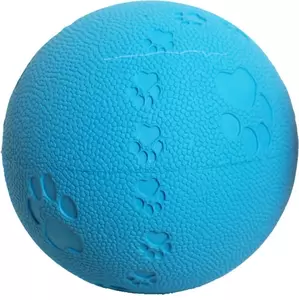 Rubber bal pawprint+geluid blauw