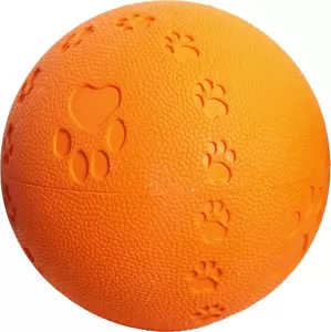 Rubber bal pawprint+geluid oranje