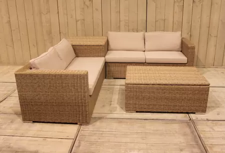 Saba loungeset beige vlechtwerk - afbeelding 1