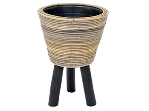 van der Leeden drypot op houten poten streep grijs - d32 x h45 cm