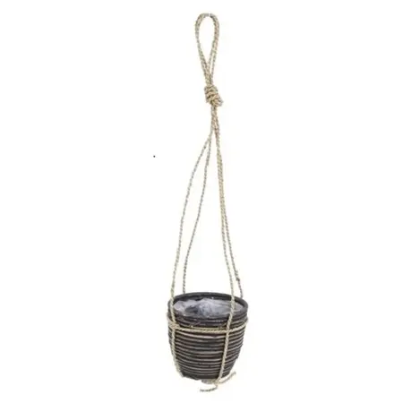 van der Leeden hanging pot stripe black wash - d15 x h14 cm