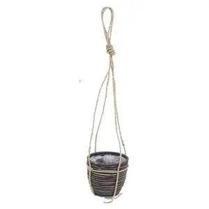 van der Leeden hanging pot stripe black wash - d18 x h16 cm