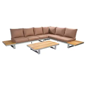 YOI Funsui loungeset compleet + coffee table aluminium salix/teak - salix/teak/terracotta AW