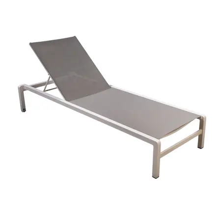 YOI Hokan lounger aluminium - white/light grey textilene - afbeelding 1