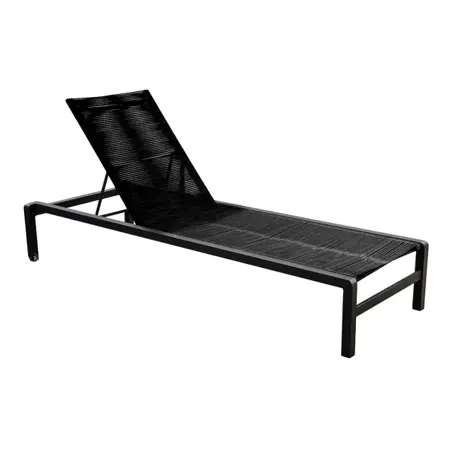 YOI Ishi lounger aluminium stackable - black/rope black