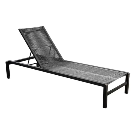 YOI Ishi lounger aluminium stackable - black/rope dark grey