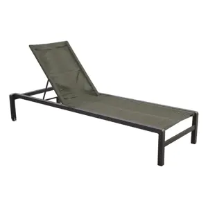 YOI Ishi lounger aluminium stackable - dark grey/rope green