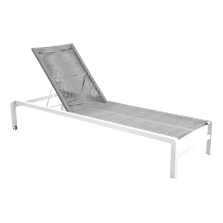 YOI Ishi lounger aluminium stackable - white/rope light grey