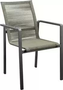 YOI Ishi stapelbare dining stoel donkergrijs/groen incl. kussen
