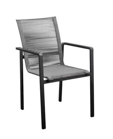 YOI Ishi stapelbare dining stoel zwart/donkergrijs incl. kussen - afbeelding 1
