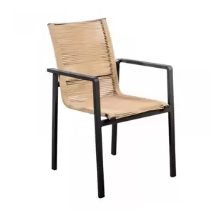 YOI Ishi stapelbare dining stoel zwart/naturel incl. kussen - afbeelding 1