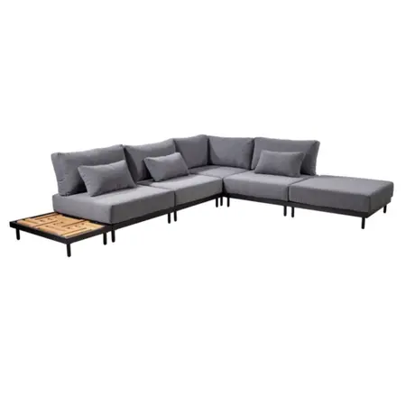 YOI Natsu loungeset compleet + coffee table + side table aluminium - black/rope grey - afbeelding 1