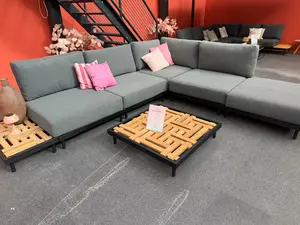 YOI Natsu loungeset compleet + coffee table + side table aluminium - black/rope grey - afbeelding 2