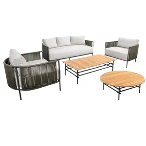 YOI Umi loungeset compleet + Ki coffee table + Ki side table aluminium - dark grey/rope green - afbeelding 2