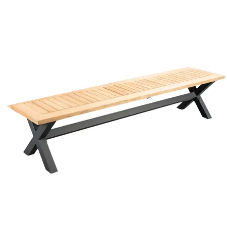 YOI Wakai tuinbank aluminium - 217x45x45cm - dark grey/teak