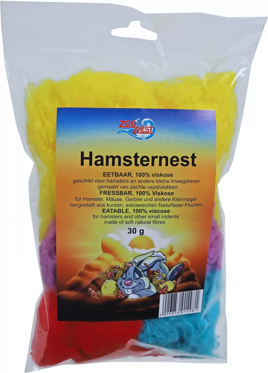 Zoobest Hamsterwol katoen 4-kleuren - gr -